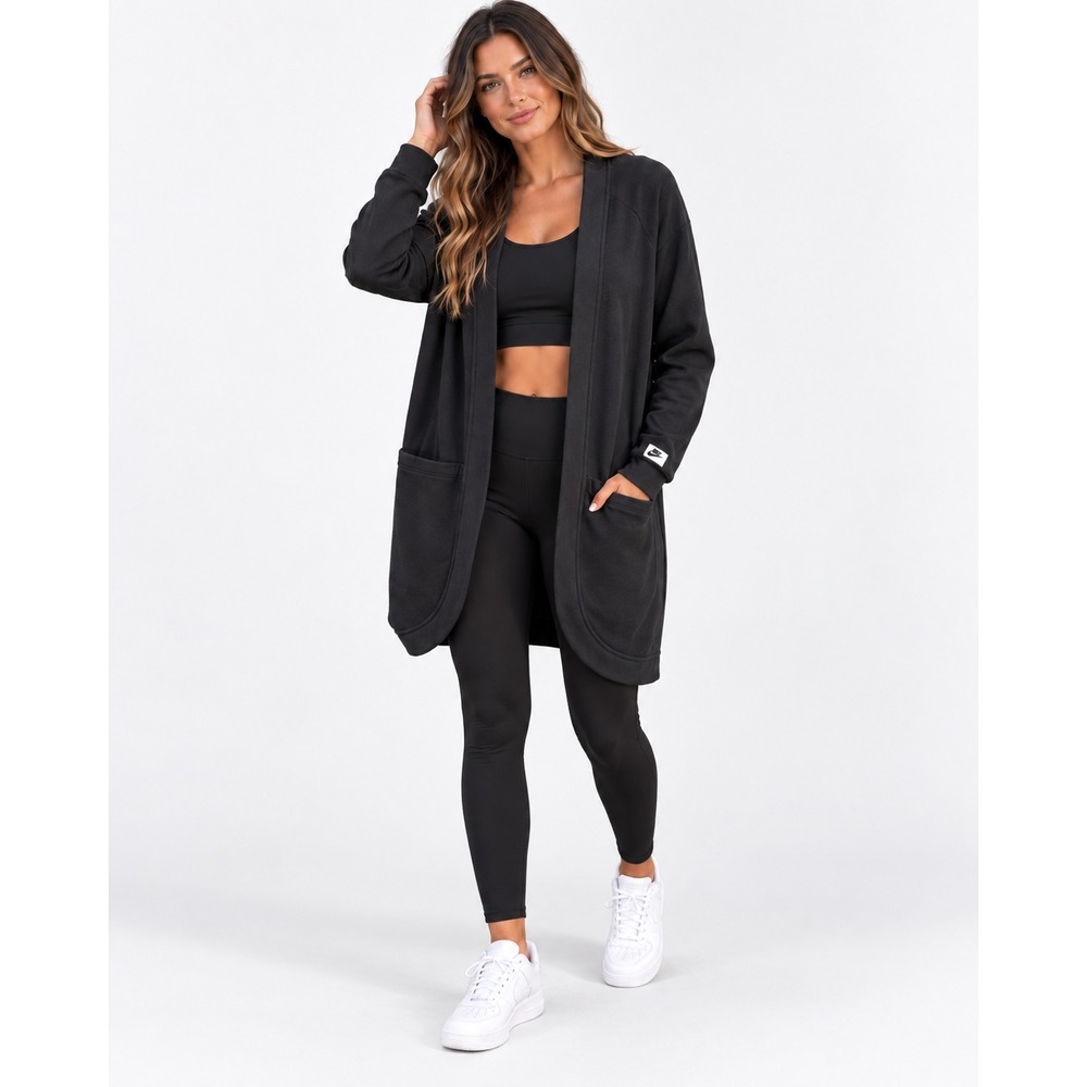 Nike Sportswear Modern Cardigan Women's Large Black Open Front Longline